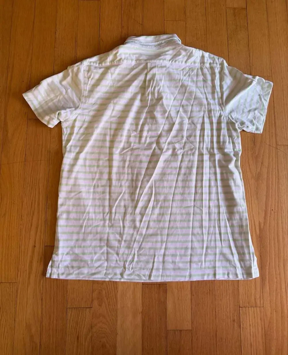 Ralph Lauren Men's White and Light Green Striped Short Sleeve Polo Shirt XXL